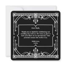 Cartão de Agradecimento de Casamento Preto