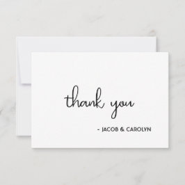 Cartão de Agradecimento de Casamento Preto e Branc