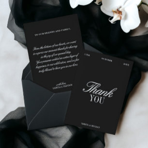 Cartão de Agradecimento de Casamento Preto e Branc