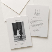 Cartão de Agradecimento de Casamento Preto e Marfi