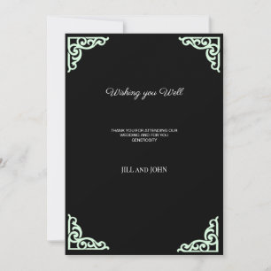 Cartão de Agradecimento de Casamento Preto Verde
