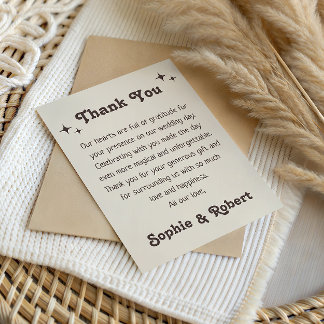 Cartão de Agradecimento de Casamento Retro Boho Mi