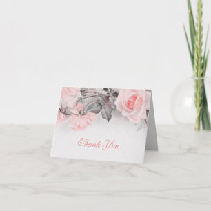 Cartão de Agradecimento de Casamento Rosa Bege Vin