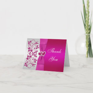 Cartão de Agradecimento de Casamento Rosa, Floral