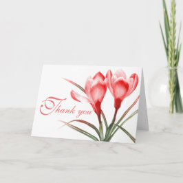 Cartão de agradecimento de casamento rosa vermelho