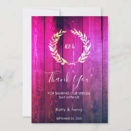 Cartão de Agradecimento de Casamento Rustic Gold L