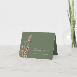 Cartão de Agradecimento de Casamento Sage Wildflow