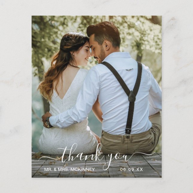 Cartão de Agradecimento de Casamento Simples com O (Frente)