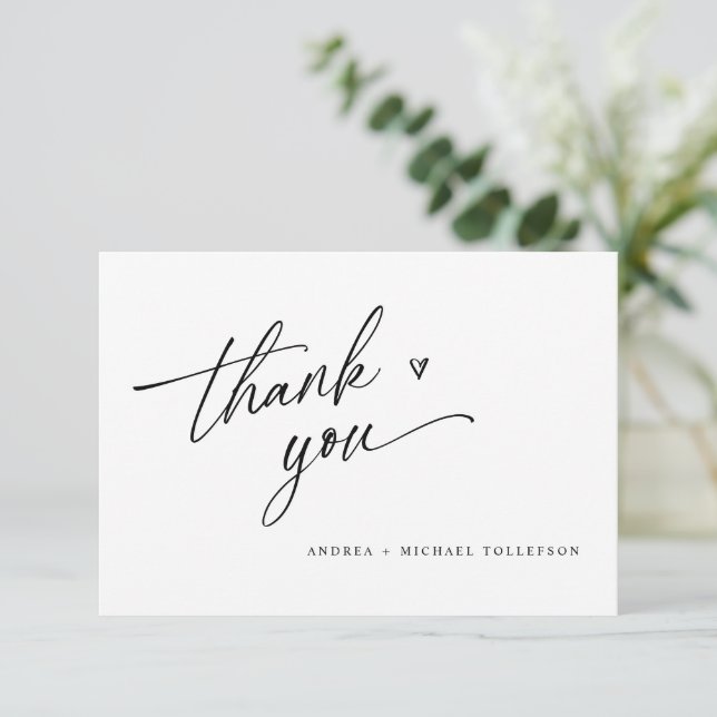 Cartão de Agradecimento de Casamento Simples e Div (Em pé/Frente)