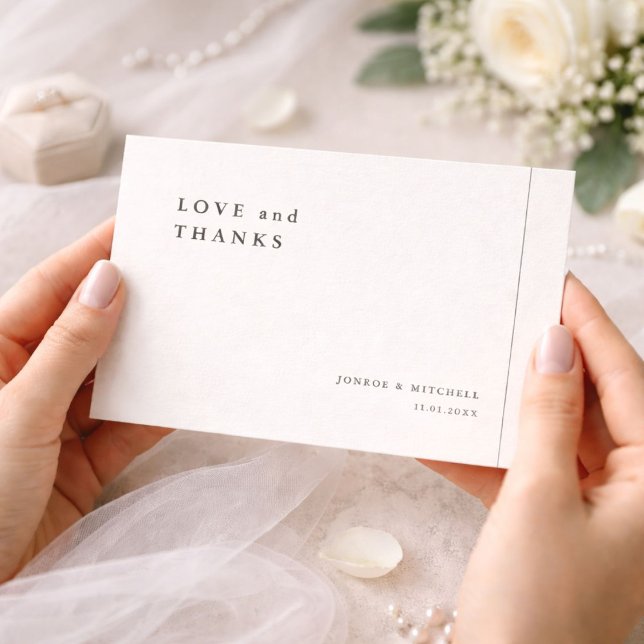 Cartão de Agradecimento de Casamento Simples e Ele (Criador carregado)
