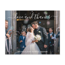 Cartão de Agradecimento de Casamento Simples e Mod