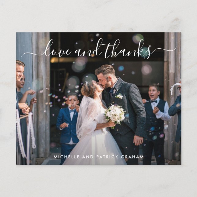 Cartão de Agradecimento de Casamento Simples e Mod (Frente)