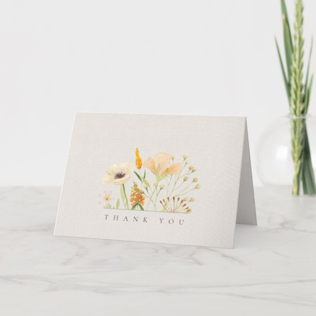 Cartão de Agradecimento de Casamento Simples Flore (Frente)