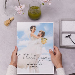 Cartão de Agradecimento de Casamento Simples Minim