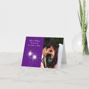 Cartão de Agradecimento de Casamento Sparkler roxo