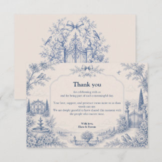 Cartão de Agradecimento de Casamento Toile de Jouy