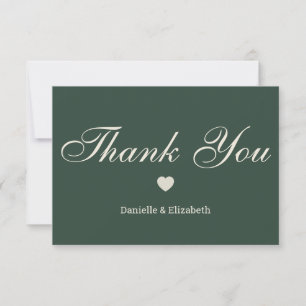 Cartão de Agradecimento de Casamento Verde Elegant