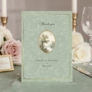 Cartão de Agradecimento de Casamento Verde Musgo P