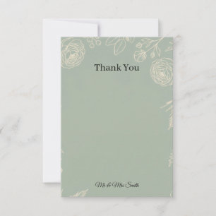 Cartão de Agradecimento de Casamento Verde Sage