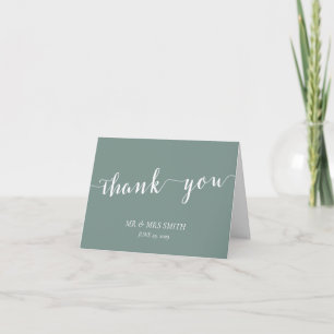 Cartão de Agradecimento de Casamento Verde Sage Mo