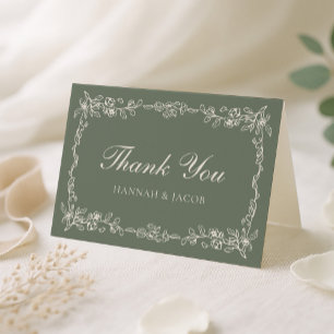 Cartão de Agradecimento de Casamento Verde Sage Vi