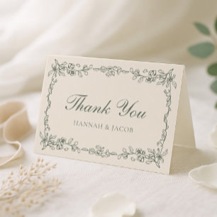 Cartão de Agradecimento de Casamento Verde Salvia