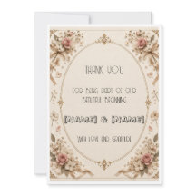 Cartão de Agradecimento de Casamento Vintage Elega