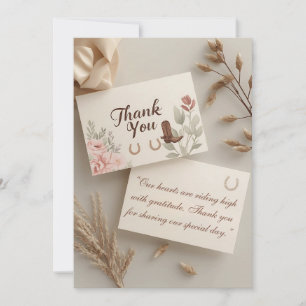 Cartão de Agradecimento de Casamento Western Saddl