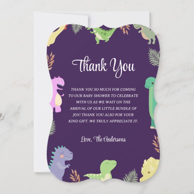 cartão de agradecimento de chá de bebê com tema de (Frente)