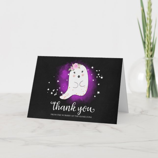 Cartão de Agradecimento de Chá de Bebê de Hallowee (Frente)