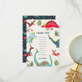 Cartão de agradecimento de chá de bebê dinossauro