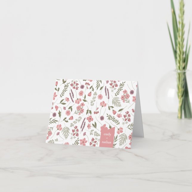 Cartão de Agradecimento de Chá de Bebê Flor Silves (Frente)