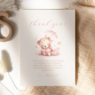 Cartão de Agradecimento de Chá de Bebê Menina Urso