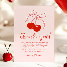 Cartão de Agradecimento de Chá de Noiva Cereja Ros