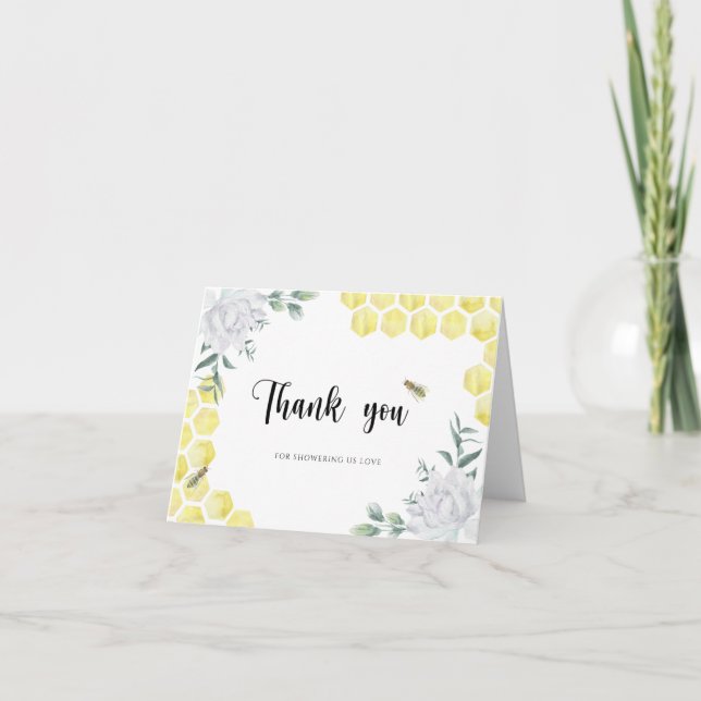 Cartão de agradecimento de chá de noiva floral com (Frente)