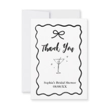 Cartão de Agradecimento de Chá de Noiva Retro Wavy