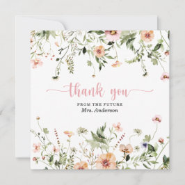 Cartão de Agradecimento de Chá de Noiva Rosa Flor 