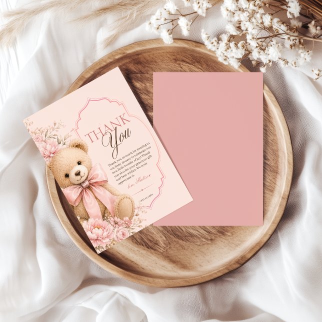 Cartão de Agradecimento de Chás de Bebê Urso Teddy (Criador carregado)