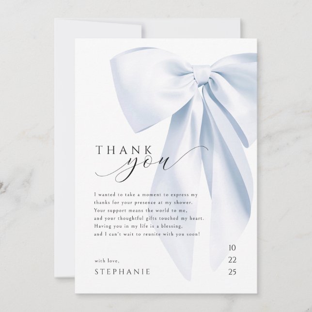 Cartão de Agradecimento de Chuvada de Bebê com Laç (Frente)