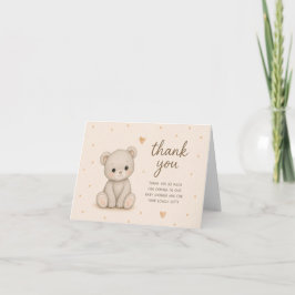 Cartão de Agradecimento de Chuveiro de Bebê Urso T