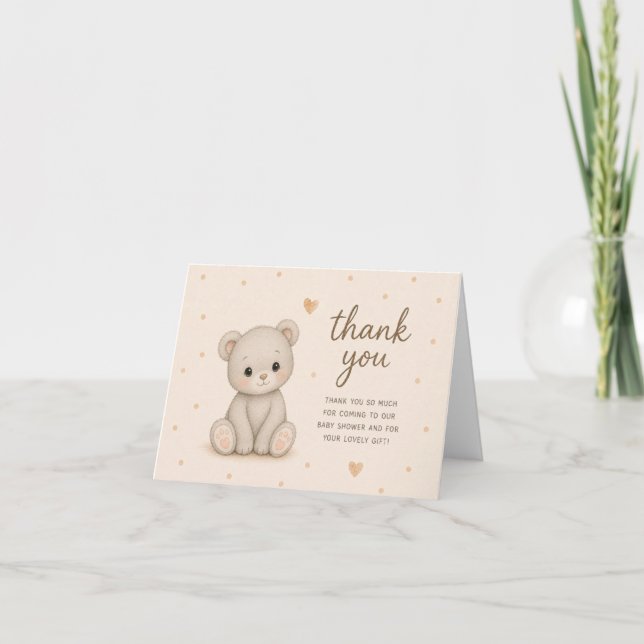 Cartão de Agradecimento de Chuveiro de Bebê Urso T (Frente)