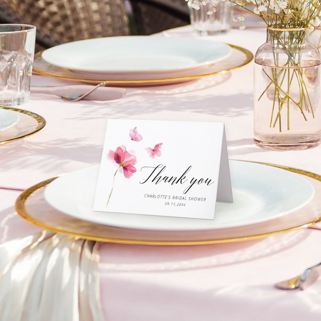 Cartão de Agradecimento de Chuveiro de Noiva Rosa  (Criador carregado)