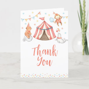 Cartão de Agradecimento de Circo de Bebê Animal Ed