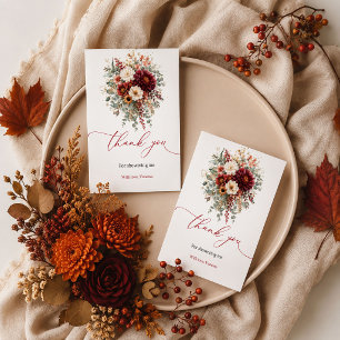 Cartão de agradecimento de cobre floral boho outon