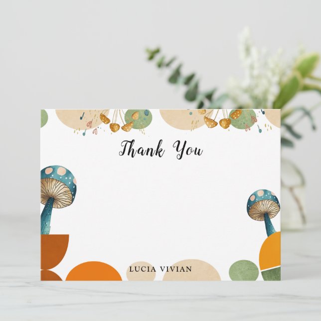 Cartão de Agradecimento de Cogumelo Geométrico Col (Em pé/Frente)