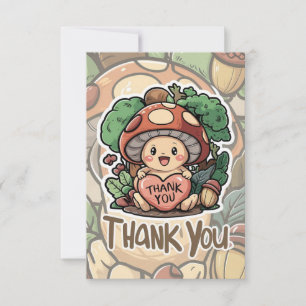 Cartão de Agradecimento de Cogumelo para Crianças 