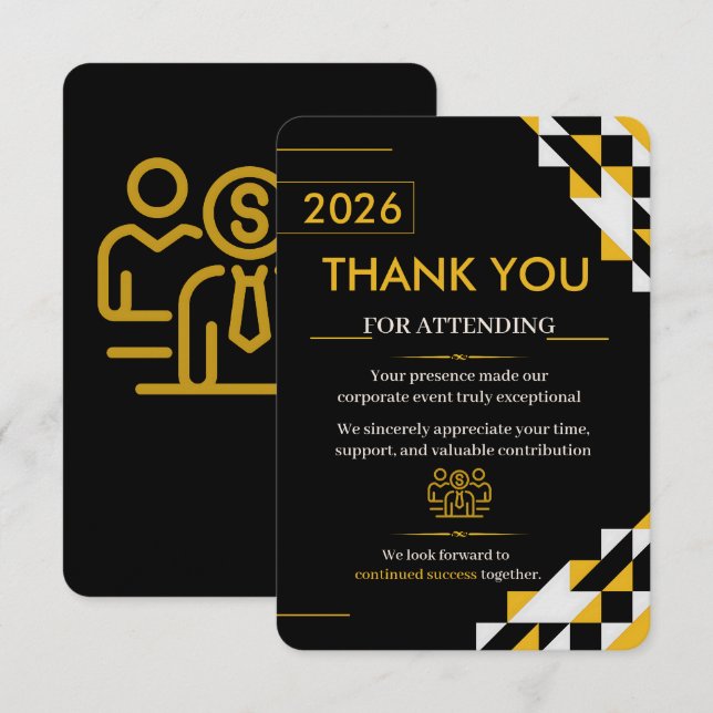 Cartão de Agradecimento de Convite para Evento Cor (Frente/Verso)