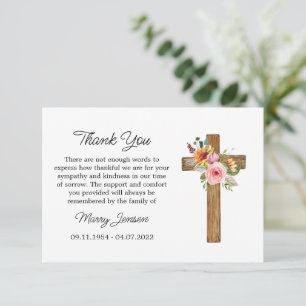 Cartão de Agradecimento de Cruz Floral de Condolên