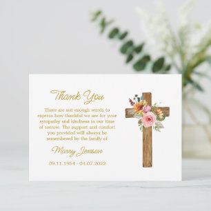 Cartão de Agradecimento de Cruz Floral para Confor