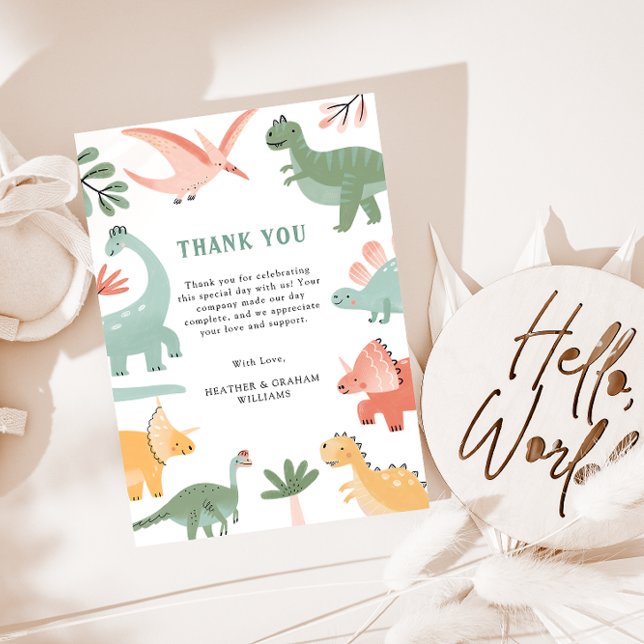 Cartão de Agradecimento de Dinossauro (Dinosaur Baby Shower Thank You Card by Painted Paperie
)